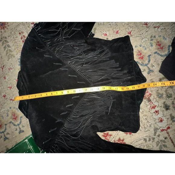 Vintage Phoenix USA Western Style Leather Fringe Crop Jacket Size Large - Picture 8 of 10